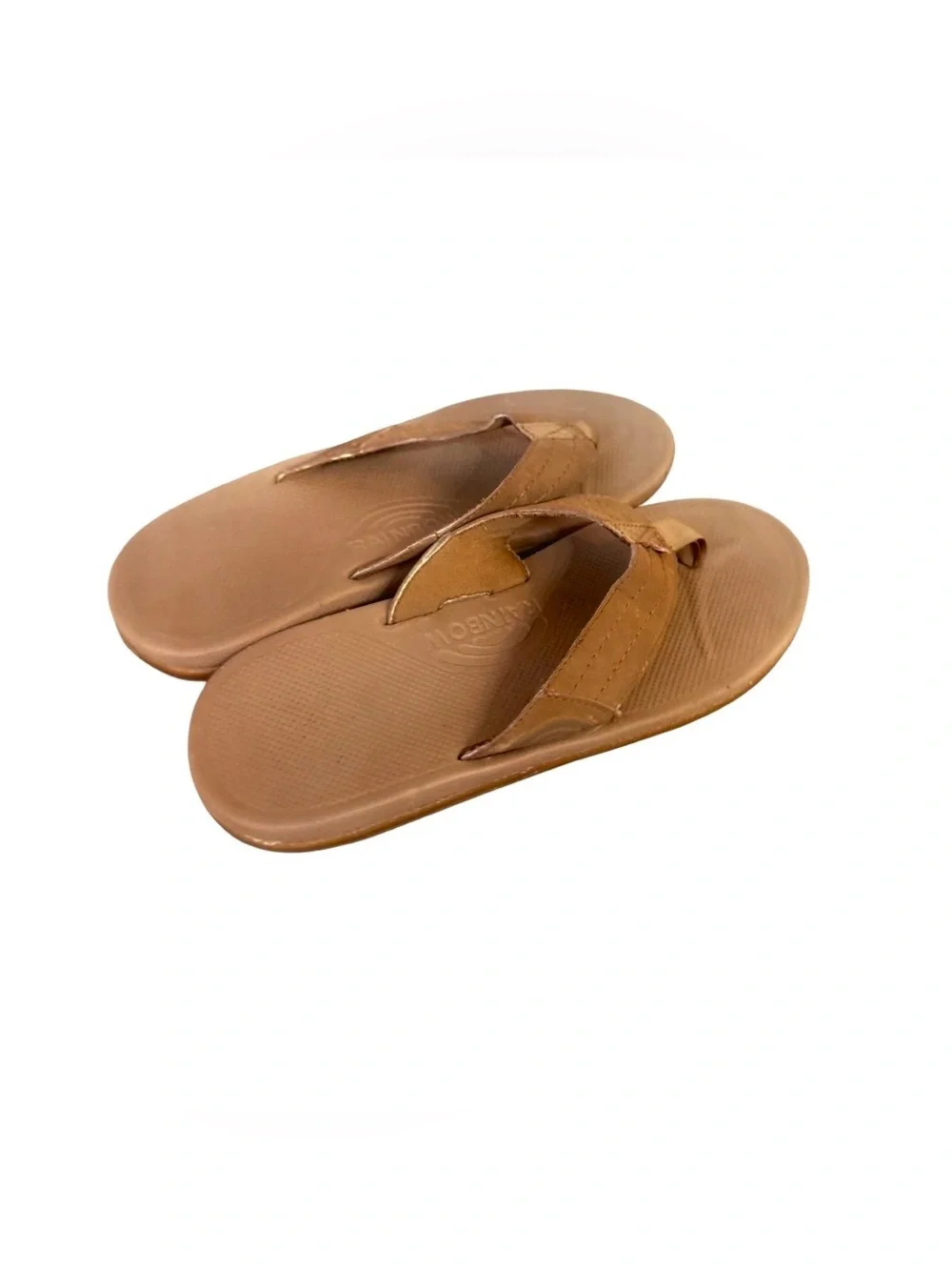RAINBOW BROWN leather flip flops youth sandals boys girls size 4 5